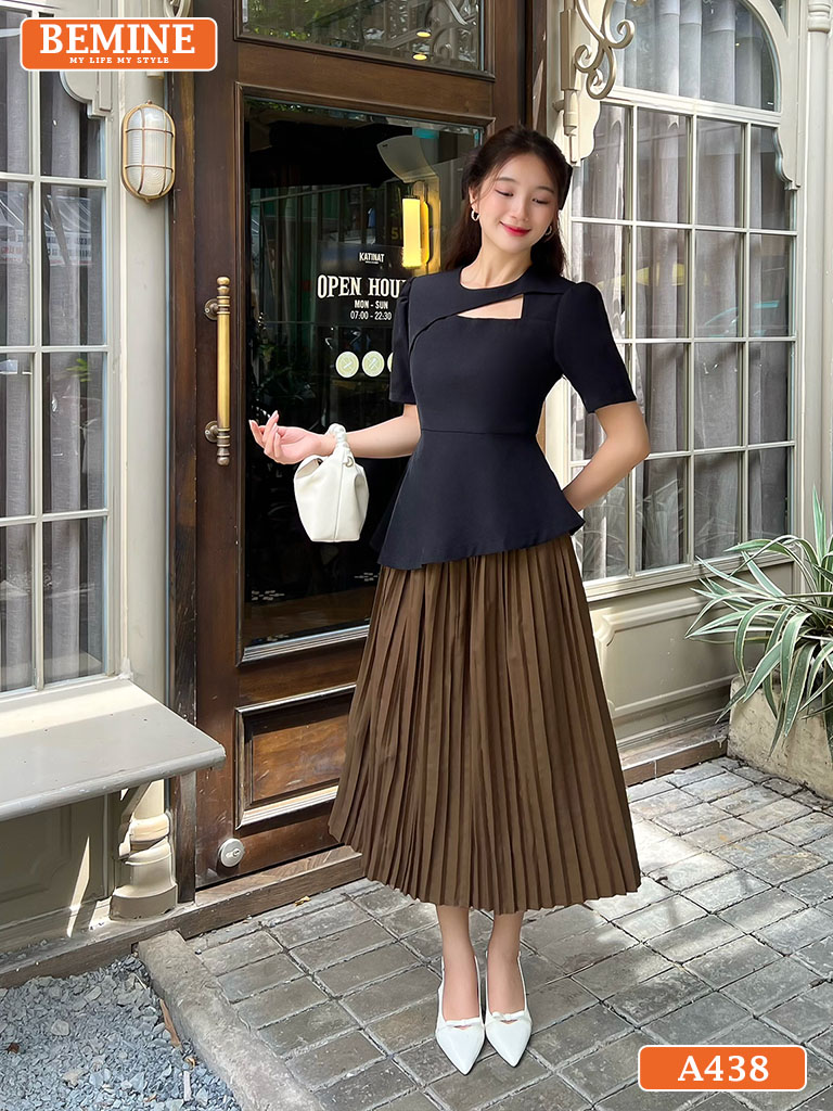 Top 5+ Cách Phối Đồ Với Chân Váy Bút Chì Sang Trọng Năm 2025 Áo Kiểu BEMINE Peplum Công Sở Đắp Chéo A438