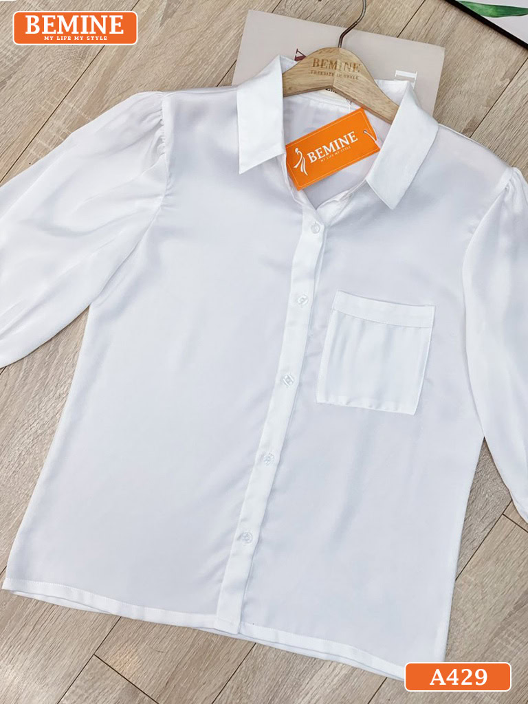 Áo sơ mi nữ tay lửng có túi A429 3
