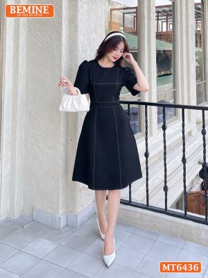 Đầm công sở chạy chỉ tùng xoè MT6436 7