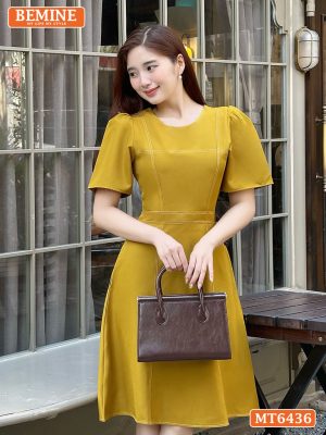 Đầm công sở chạy chỉ tùng xoè MT6436 2