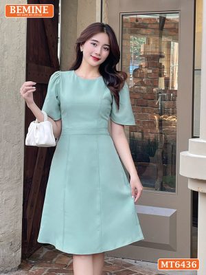 Đầm công sở chạy chỉ tùng xoè MT6436 9