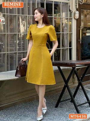 Đầm công sở chạy chỉ tùng xoè MT6436 4