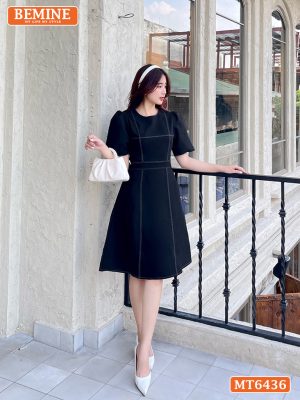 Đầm công sở chạy chỉ tùng xoè MT6436 5