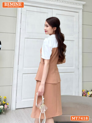 Đầm công sở cổ phối ngắn tay MT7418 13