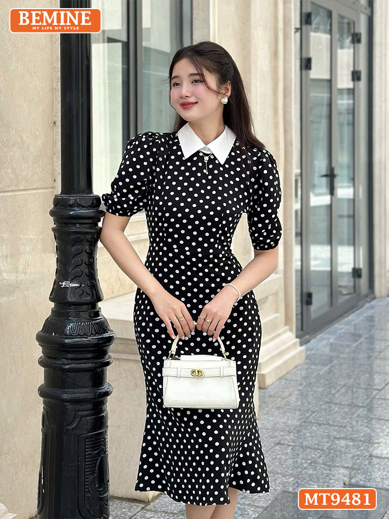 Đầm thiết kế cổ đức tay phồng dáng đuôi cá MT9481 1