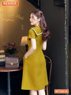 Đầm thiết kế cổ nơ phối viền ngắn tay tùng chữ A MT8836 14