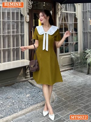 Đầm thiết kế cổ nơ tùng chữ A MT9022