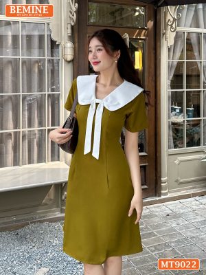 Đầm thiết kế cổ nơ tùng chữ A MT9022 1