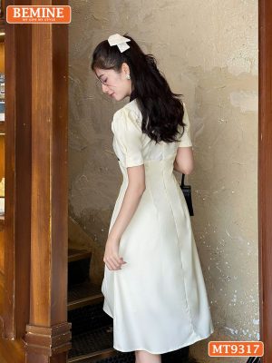 Đầm thiết kế cổ phối khoét vai tay phồng dáng dài MT9317 4