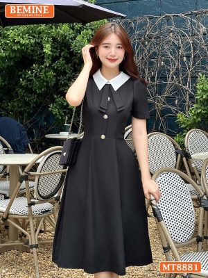 Đầm thiết kế BEMINE cổ sen đính nơ dáng xoè MT8881