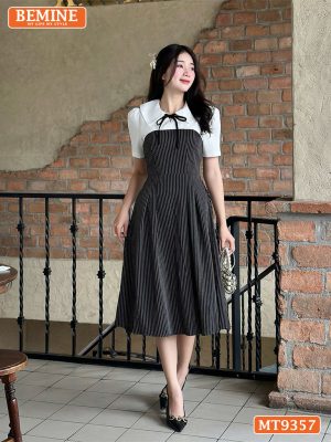 Đầm thiết kế BEMINE cổ sen cúp ngực dáng dài MT9357