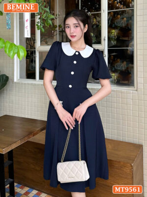 Đầm thiết kế cổ sen tay lồng đèn dáng dài MT9561 1