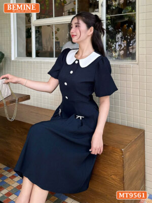 Đầm thiết kế cổ sen tay lồng đèn dáng dài MT9561 3