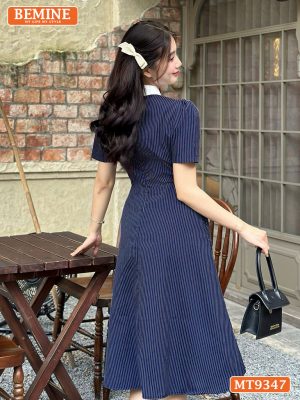 Đầm thiết kế cổ sen xếp ly dáng dài MT9347 4