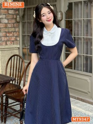 Đầm thiết kế cổ sen xếp ly dáng dài MT9347