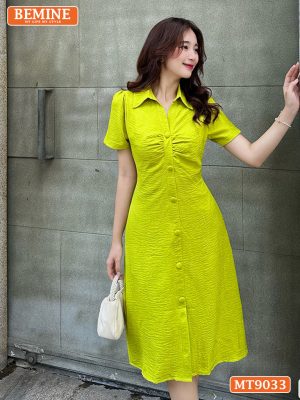 Đầm thiết kế cổ sơ mi phối nút bọc tay ngắn MT9033 20