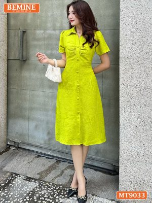 Đầm thiết kế cổ sơ mi phối nút bọc tay ngắn MT9033 21