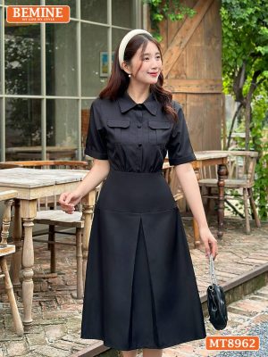 Đầm thiết kế cổ sơ mi túi hộp dáng xoè MT8962 2
