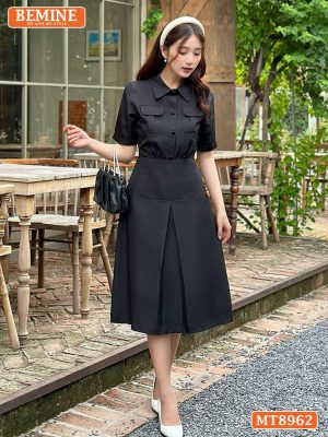 Đầm thiết kế cổ sơ mi túi hộp dáng xoè MT8962 4