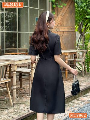 Đầm thiết kế cổ sơ mi túi hộp dáng xoè MT8962