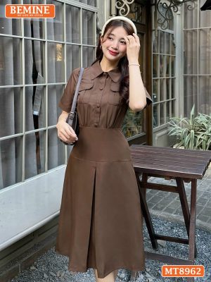 Đầm thiết kế cổ sơ mi túi hộp dáng xoè MT8962 6