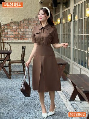 Đầm thiết kế cổ sơ mi túi hộp dáng xoè MT8962 8