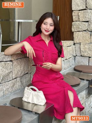 Đầm thiết kế cổ sơ mi phối nút bọc tay ngắn MT9033 8