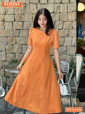 Đầm thiết kế cổ tròn dáng xòe dài MT9169 2