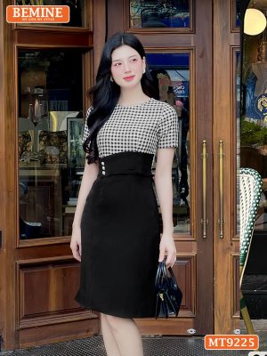 Đầm thiết kế cổ tròn eo kiểu đính nút dáng chữ A MT9225 4