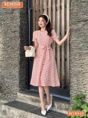 Đầm thiết kế cổ tròn eo thắt nơ dáng xoè MT8949 14