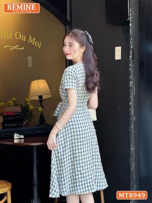 Đầm thiết kế cổ tròn eo thắt nơ dáng xoè MT8949 9
