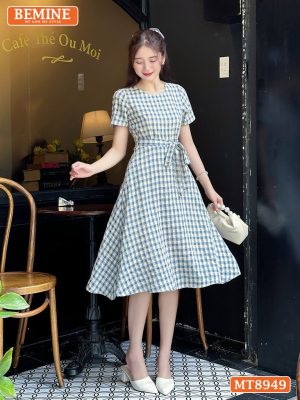 Đầm thiết kế cổ tròn eo thắt nơ dáng xoè MT8949 6