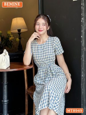 Đầm thiết kế cổ tròn eo thắt nơ dáng xoè MT8949 5
