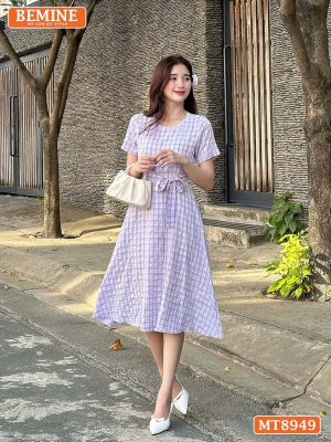 Đầm thiết kế cổ tròn eo thắt nơ dáng xoè MT8949 3