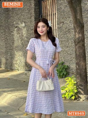 Đầm thiết kế cổ tròn eo thắt nơ dáng xoè MT8949 2
