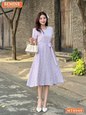 Đầm thiết kế cổ tròn eo thắt nơ dáng xoè MT8949 1