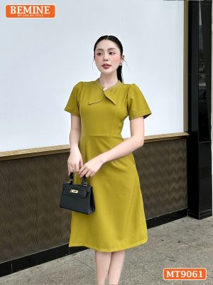 Đầm cổ trụ chạy viền tai thỏ dáng chữ A MT9061