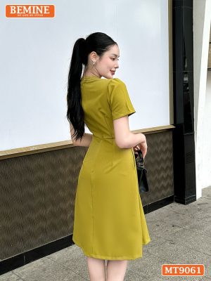 Đầm thiết kế cổ trụ chạy viền tai thỏ dáng chữ A MT9061 4