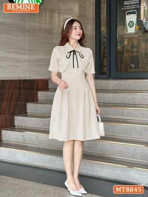 Đầm thiết kế giả áo khoác tay lửng tùng xoè MT8845 6