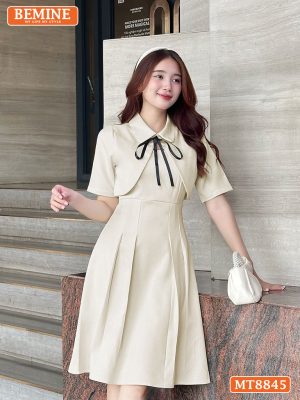 Đầm thiết kế giả áo khoác tay lửng tùng xoè MT8845 5
