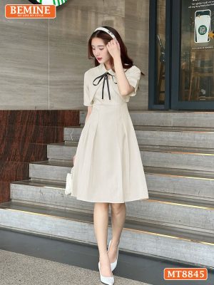 Đầm thiết kế giả áo khoác tay lửng tùng xoè MT8845 8