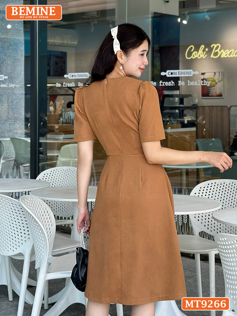Đầm thiết kế giả vest chéo vạt đính nút dáng xòe MT9266 4