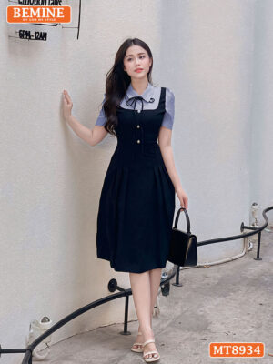 Đầm thiết kế phối cổ sơ mi tùng xếp ly MT8934 1
