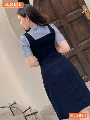 Đầm thiết kế phối cổ sơ mi tùng xếp ly MT8934 4
