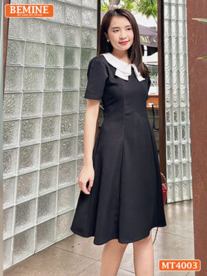 MT4003ĐEN - Đầm basic đơn giản cổ kiểu 2 lá 2