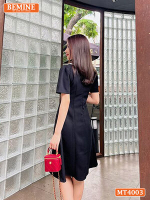 MT4003ĐEN - Đầm basic đơn giản cổ kiểu 2 lá 3