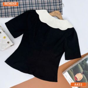 Áo thiết kế BEMINE cổ gợn tay ngắn đính cúc A431 3