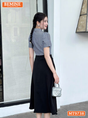 Đầm thiết kế BEMINE cổ sơ mi có cavat dáng dài MT9738 4