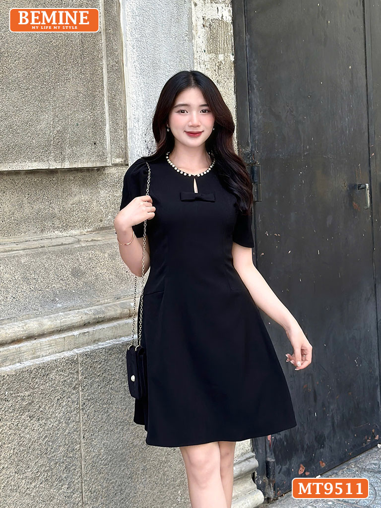Đầm thiết kế cổ tròn viền ngọc dáng chữ A MT9511 3