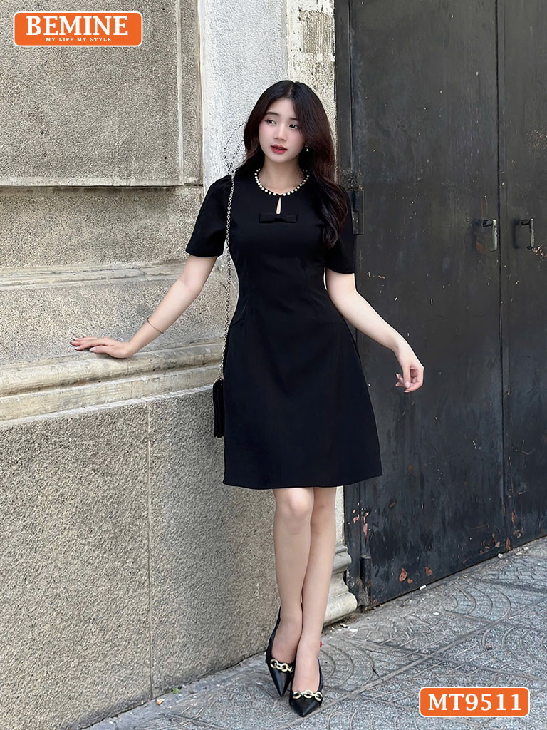Đầm thiết kế cổ tròn viền ngọc dáng chữ A MT9511 4
